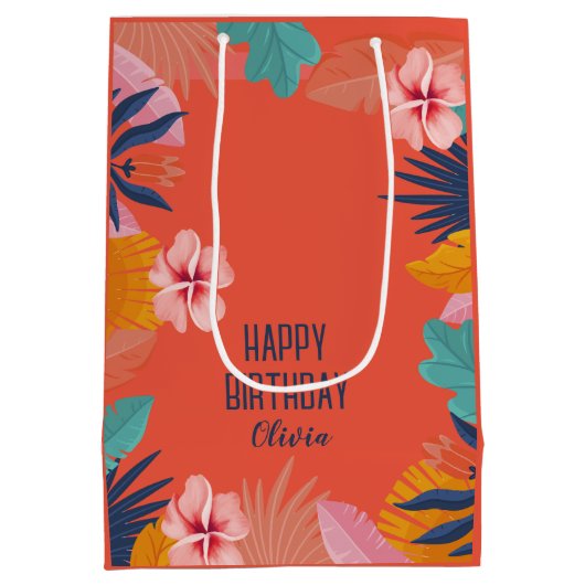 Luau Tropical Birthday - Aangepaste Hawaiiaanse pa Medium Cadeauzakje (Achterkant)