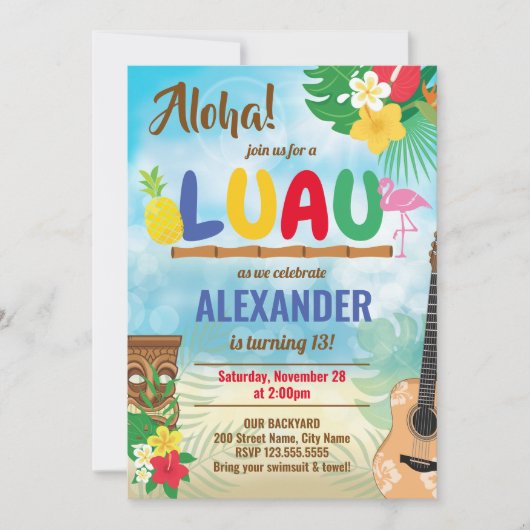 Luau Tropical Boy Birthday Party (Voorkant)
