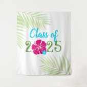 Luau Tropical Class of Year Afstuderen Achtergrond Wandkleed (Voorkant)
