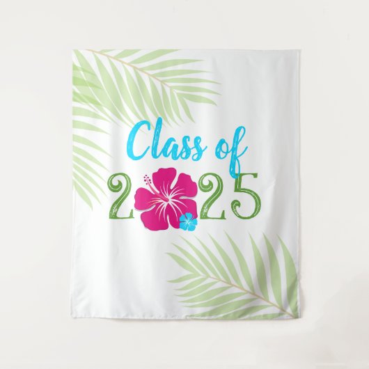 Luau Tropical Class of Year Afstuderen Achtergrond Wandkleed (Voorkant)