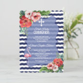 Luau Tropical Flamingo Floral Eerste Heilige Commu Kaart (Staand voorkant)