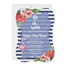 Luau Tropical Flamingo Navy Stripes BABY SHOWER