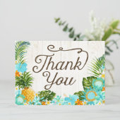 Luau Tropical Floral Beach Rustic Dank u Bedankkaart (Staand voorkant)
