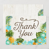 Luau Tropical Floral Beach Rustic Dank u Bedankkaart (Voorkant / Achterkant)