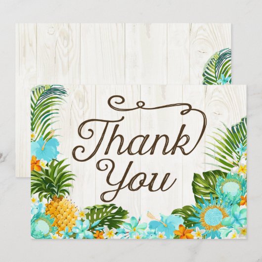 Luau Tropical Floral Beach Rustic Dank u Bedankkaart (Voorkant / Achterkant)