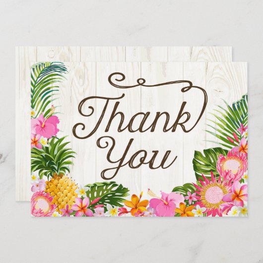 Luau Tropical Floral Beach Rustic Dank u Bedankkaart (Voorkant / Achterkant)