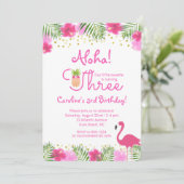 Luau Tropical Floral Girl 3e verjaardag Kaart (Staand voorkant)