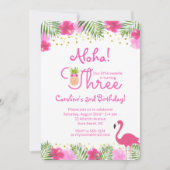 Luau Tropical Floral Girl 3e verjaardag Kaart (Voorkant)