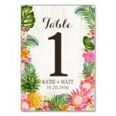 Luau Tropical Floral Rustic Wood Tafelnummer (Achterkant)