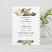 Luau Tropical Flowers Invitación de Baby shower Kaart (Staand voorkant)