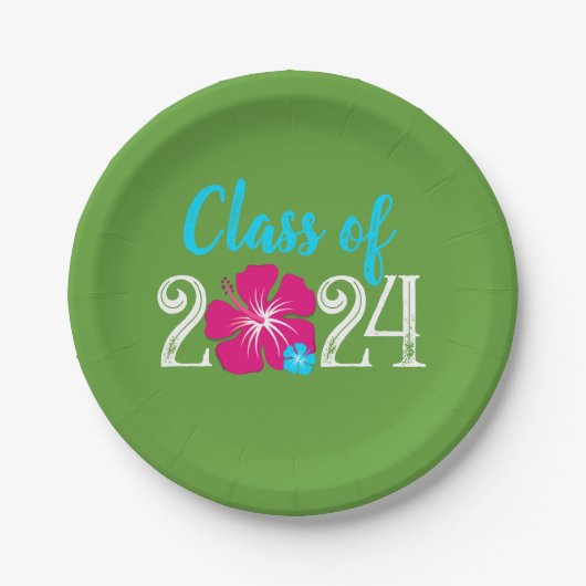Luau Tropical Groen Afstuderen Papier Borden Papieren Bordje (Voorkant)