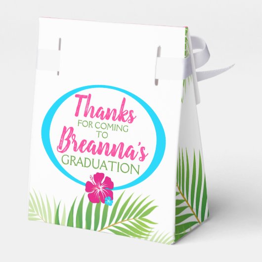 Luau Tropical Hibiscus Afstuderen Wit Bedankdoosjes (Achterkant)