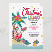 Luau Tropical Kerstparty Invitation Card Kaart (Voorkant / Achterkant)