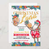 Luau Tropical Kerstparty Invitation Card Kaart (Voorkant / Achterkant)