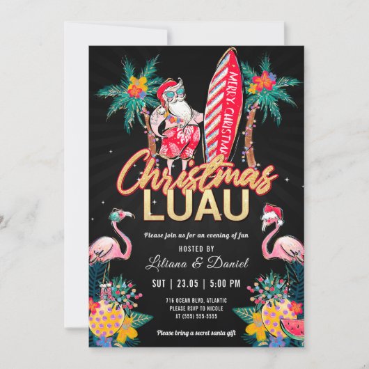 Luau Tropical Kerstparty Invitation Card Kaart (Voorkant)