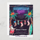 Luau Tropical Kerstparty Invitation Card Kaart (Voorkant / Achterkant)
