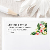 Luau Tropical Leaves Bruiloft retour adres labels (Insitu)