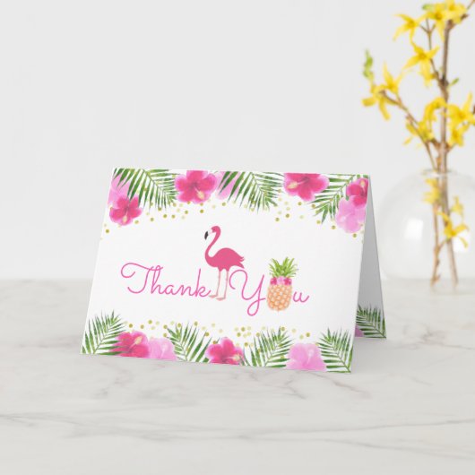 Luau Tropical Meisje 1e Eerste Verjaardag Dank u Kaart (Gele Bloem)