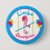 Luau Tropical Party Flamingo Limbo Champion 3" Ronde Button 7,6 Cm (Voorkant)