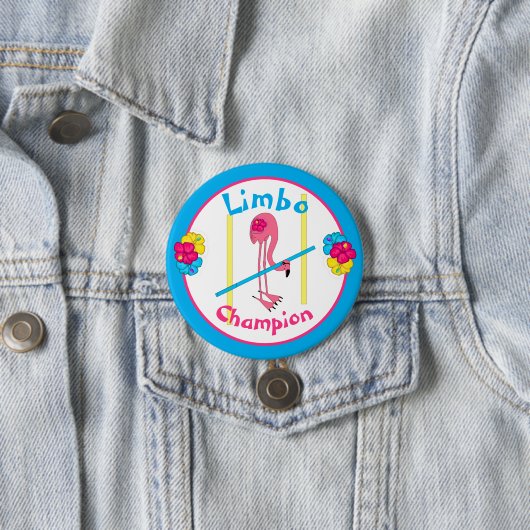 Luau Tropical Party Flamingo Limbo Champion 3" Ronde Button 7,6 Cm (In situ)
