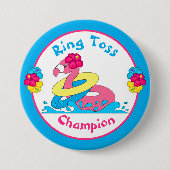 Luau Tropical Party Flamingo Ring Toss Champion Ronde Button 7,6 Cm (Voorkant)