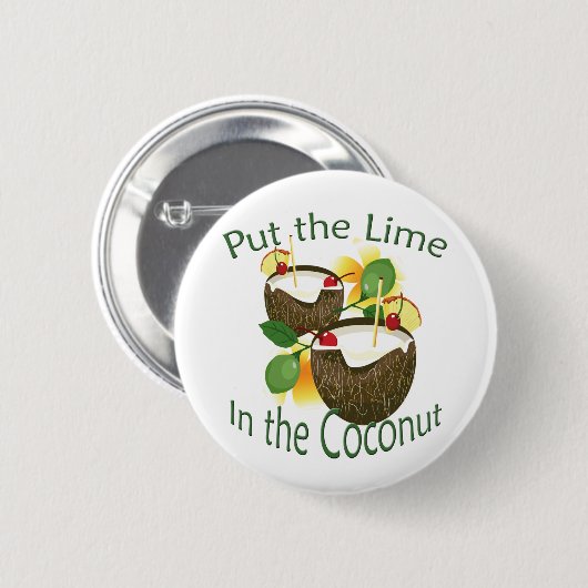 Luau Tropical Party Funny Coconut Drink Button (Voorkant /achterkant)