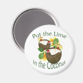 Luau Tropical Party Funny Coconut Drink Magnet (Voorkant / Achterkant)