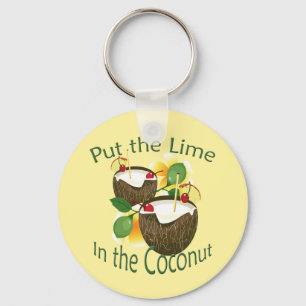 Luau Tropical Party Funny Coconut Drink Sleutelhan Sleutelhanger