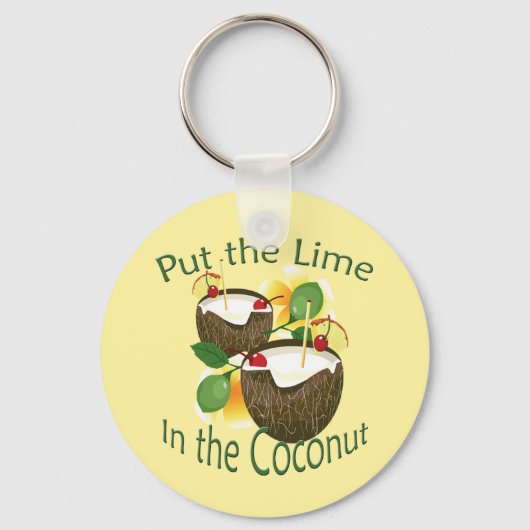 Luau Tropical Party Funny Coconut Drink Sleutelhan Sleutelhanger (Voorkant)