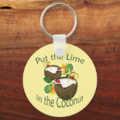 Luau Tropical Party Funny Coconut Drink Sleutelhan Sleutelhanger (Voorkant)