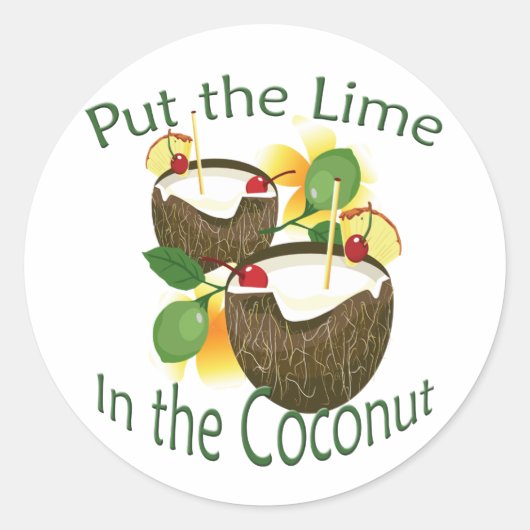 Luau Tropical Party Funny Coconut Drink Sticker (Voorkant)