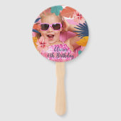 Luau Tropical Photo verjaardagsfan Handwaaier (Voorkant)