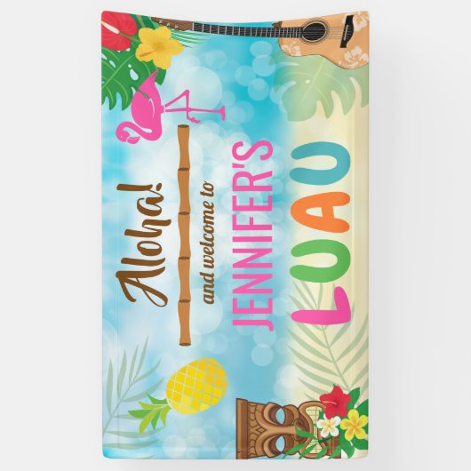 Luau Tropical Theme Spandoek (Verticaal)