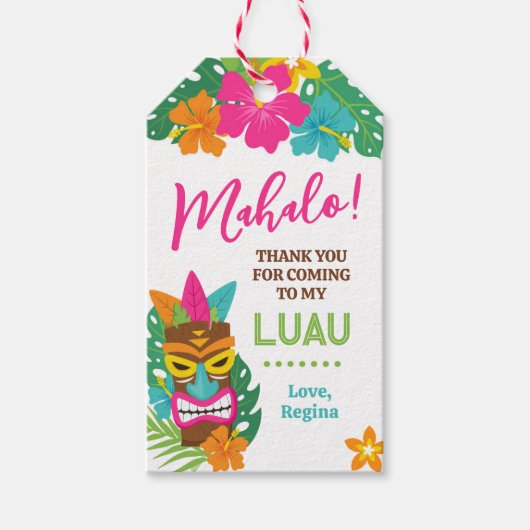 Luau Tropical Tiki Favor Cadeau Label Cadeaulabel (Voorkant)