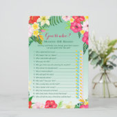 Luau Tropisch Baby shower Game PRINED (Staand voorkant)