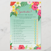 Luau Tropisch Baby shower Game PRINED (Voorkant)