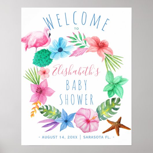 Luau tropisch baby shower welkomstbord poster (Voorkant)