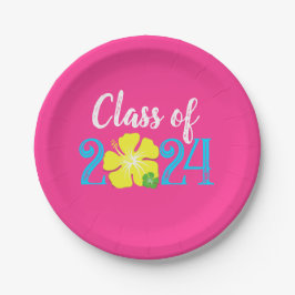 Luau Tropisch Roze Afstuderen Papieren Borden Bordje