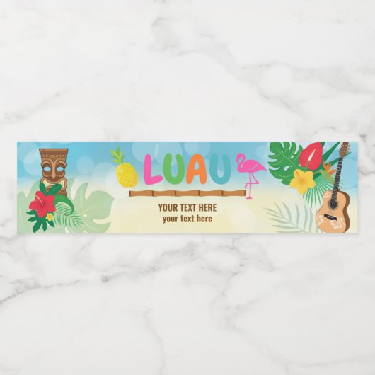 Luau Tropisch thema Waterfles Etiket (Enkel label)