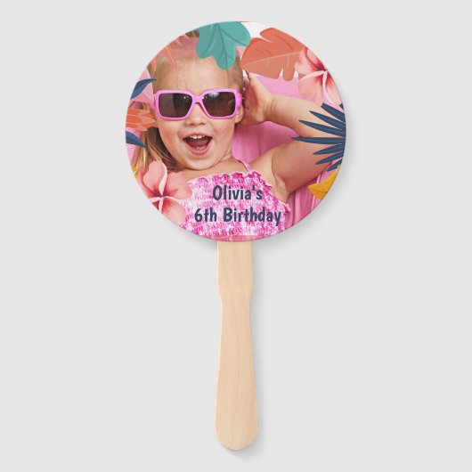 Luau tropisch zomer verjaardagsfeestje handwaaier (Voorkant)