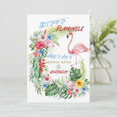 Luau Tropische Bloem Flamingo Zwembad Meisje Verja Kaart (Staand voorkant)