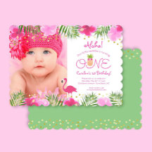 Luau Tropische Bloemen Foto Meisje 1e Eerste Verja