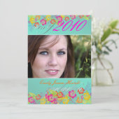 Luau/Tropische bloemen GraduPartij Kaart (Staand voorkant)