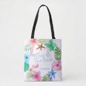 Luau tropische bruiloft moeder van de bruid tote bag (Voorkant)