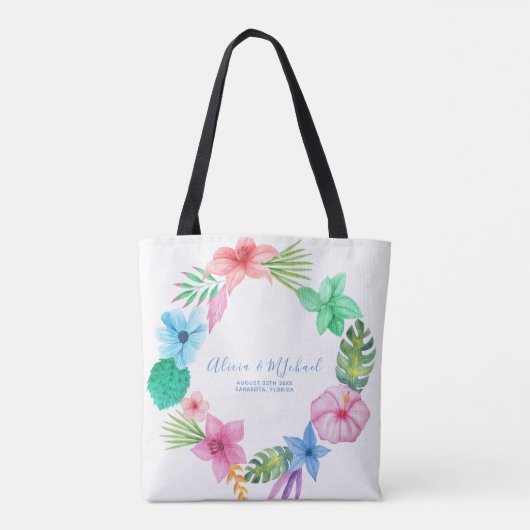 Luau tropische bruiloft moeder van de bruid tote bag (Achterkant)