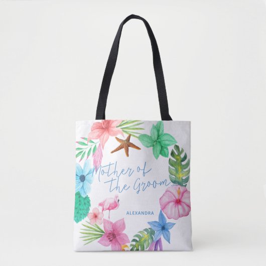 Luau tropische bruiloft moeder van de bruidegom tote bag (Voorkant)