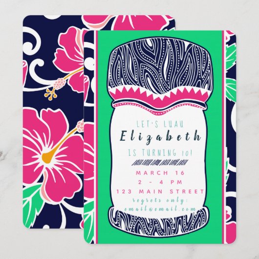 Luau Uitnodiging (Voorkant / Achterkant)