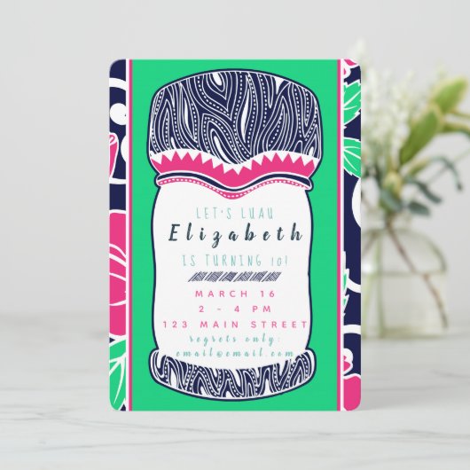 Luau Uitnodiging (Staand voorkant)