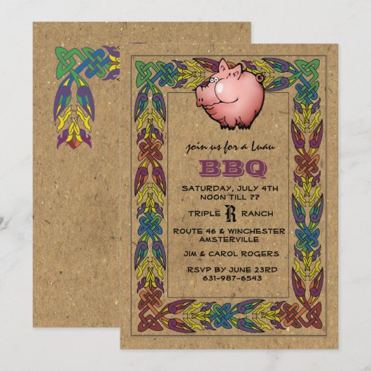 Luau Uitnodiging (Voorkant / Achterkant)