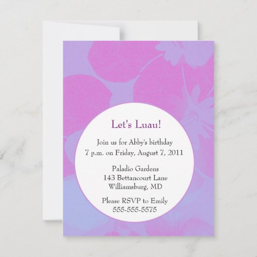 Luau Uitnodiging (Achterkant)